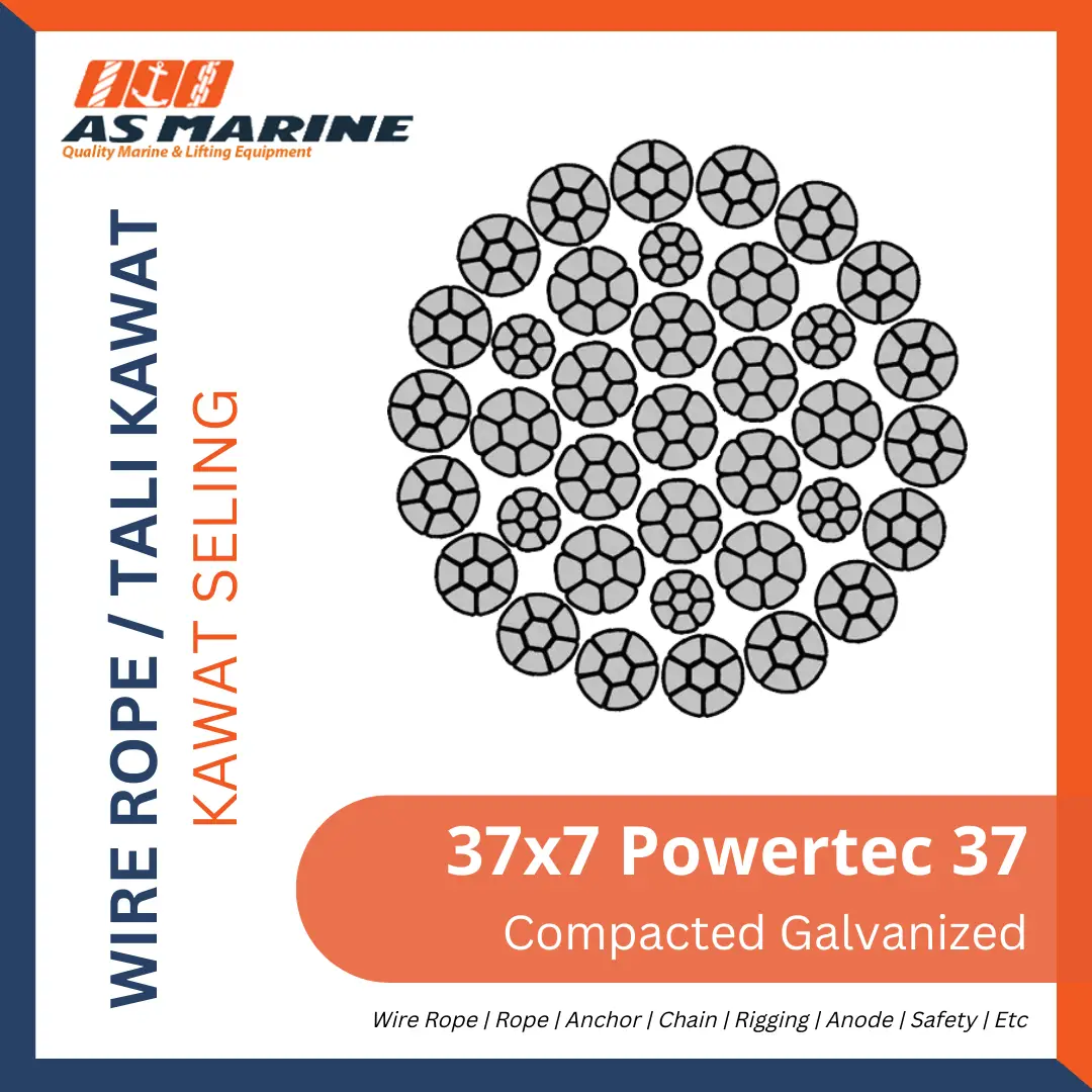 Wire Rope 37x7 Powertec 37 Compacted Galvanized